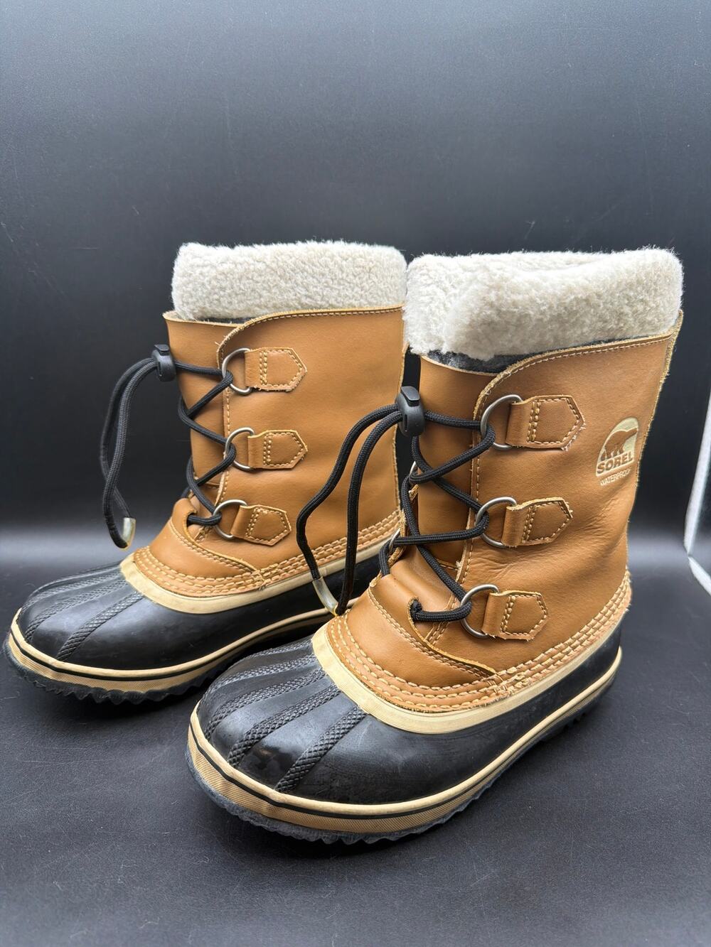 Sorel Youth Winter Boots Blue Black Faux Fur Waterproof Snow Boots Size US 2